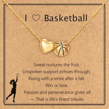 Imagem de NEPULOY Colar feminino de softbol/basquete/futebol – Colares de bola delicados para mãe treinadora de equipe, acessórios esportivos, joias e presentes, Latão, Sem Pedra Preciosa