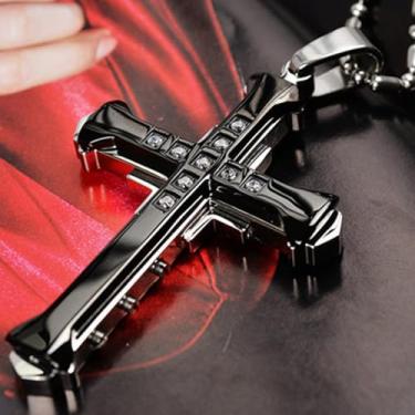 Imagem de Colar elegante de cruz multicamadas, colar moderno para homens e mulheres, design elegante de Guardião Dominador, one size, Metal, Sem Pedra Preciosa