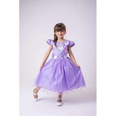 Imagem de Vestido Jardim Encantado Lilás com Apliques em Borboletas - Tecido Mis