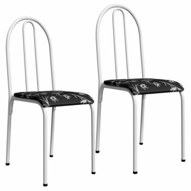 Imagem de Kit 2 Cadeiras 544 Sala Jantar Cozinha Pés Aço Tubular Floral Branco