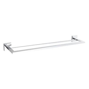Imagem de Toalheiro Duplo De Banho Aço Inox Cromado Brilhante (Cromado)
