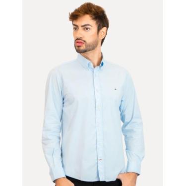 Imagem de Camisa Tommy Hilfiger Masculina Regular Core Flex Poplin Azul Claro, S