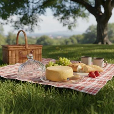 Imagem de Mini Queijeira 14cm Vidro Melina Cúpula Prato Para Servir - Hauskraft