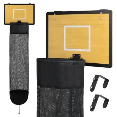 Imagem de Cesto de roupa suja de madeira para basquete, cesta de basquete com cordão, solução de roupas sujas para economizar espaço para quarto de crianças, dormitórios, banheiro