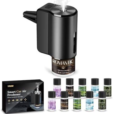 Imagem de Difusor de ambientador de carro, purificador de ar inteligente para carro, ligar/desligar automático com 3 modos, clipe de ventilação, longa duração com 10 óleos essenciais em 5 aromas (1 pacote)