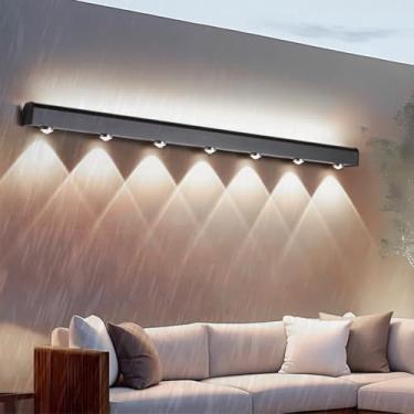 Imagem de Luzes de parede LED para exterior IP65 à prova d'água alumínio metal lâmpada de parede moderna longa para baixo preto iluminação de parede interior/exterior para entrada jardins escada pátio (luz