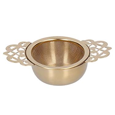 Imagem de Coador de chá de aço inoxidável, filtros de malha fina com alças duplas, pendurar em bules de chá, canecas para infusão de folhas soltas, chá e café (ouro)