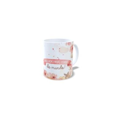Imagem de Caneca de Cerâmica 325ml Dia dos Professores, Design Floral com Ilustração, Presente para Professora (14091)