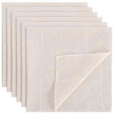 Imagem de IANFAN 6 peças de panos de queijo para coar, panos de musselina de 50 x 50 cm, tecido quadrado pré-cortado de algodão reutilizável, filtro de tecido pré-cortado para coar leite, iogurte, suco