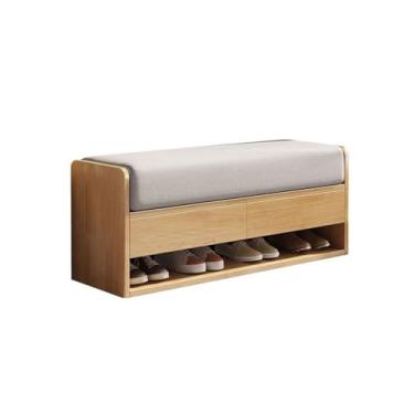 Imagem de FAMEOYA Banco de armazenamento de sapatos, banco de troca de sapatos, banco de porta de casa, integrado, entrada simples, sapateira, pacote macio, banco de porta