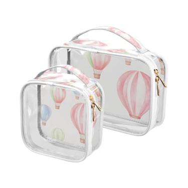 Imagem de xigua Balões de ar quente aquarela bolsa de maquiagem para mulheres, bolsa de cosméticos transparente de viagem, bolsa de higiene portátil à prova d'água para viagens, férias, organização de banheiro