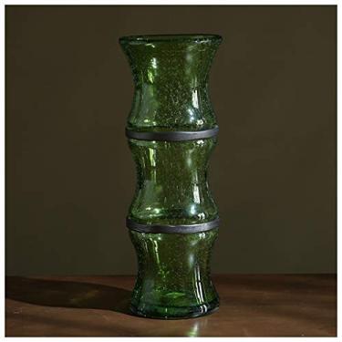 Imagem de YYBOES Vaso de vidro para flores, casa moderna, verde, transparente, vaso de vidro de bambu, sala de estar, mesa de trabalho, arranjo de flores, vaso hidropônico (tamanho: A) para centro de casa e