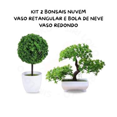 Imagem de Genérico, Kit 2 Árvores Bonsais Artificiais – Nuvem Retangular e Bola de Neve Redondo Beleza Sem Cuidados