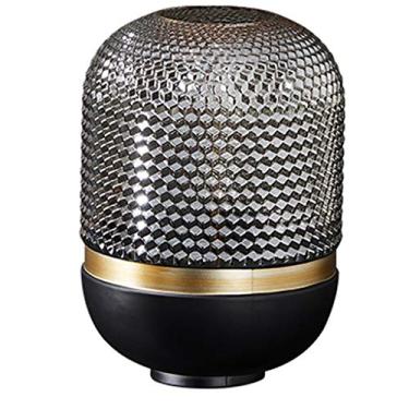 Imagem de YYBOES Vaso de vidro para decoração de vaso de flores, moderno, leve, luxuoso, vaso de vidro transparente, textura de favo de mel, vaso translúcido, decoração de sala de estar, cintura dourada, flor