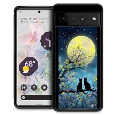 Imagem de CARLOCA Capa compatível com Google Pixel 7 Pro, estampa de gato preto e árvore da lua para meninas, ultra proteção, à prova de choque, silicone macio, TPU, antiderrapante, traseira