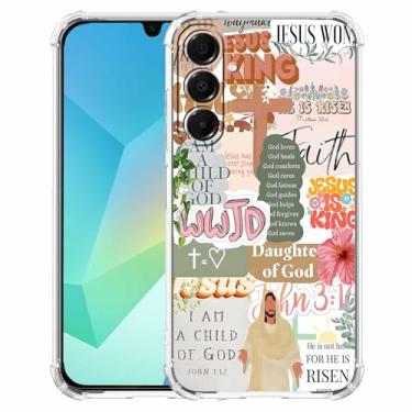 Imagem de mehidpur Citações Cristãs Estética Vintage Jesus Versículo da Bíblia Padrão Colagem, Capa Amortecedora TPU Macio para Samsung Galaxy A16, #1