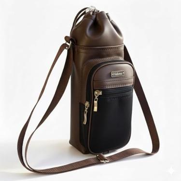 Imagem de Bolsa Térmica (MARROM COM PRETO) GALANTE para Garrafa de 2 LITROS em Couro Sintético - Coleção Cores VERÃO 2026