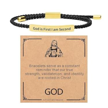 Imagem de Pulseira God Is First, joia cristã inspiradora, presente de fé motivacional, Medium, Latão, Sem Pedra Preciosa