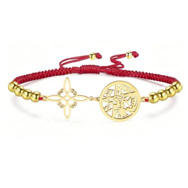 Imagem de VASSAGO Pulseira com nó de bruxa Tetragrama pulseira pentagrama nó celta pingente nome de Deus ajustável corda trançada proteção bruxaria joias pagãs para mulheres e homens, Einheitsgröße, Aço