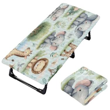 Imagem de Burbuja Lençol de berço de animais da floresta para crianças, lençol de cochilo acolchoado portátil com faixa elástica para meninas e meninos, lavável na máquina, 63,5 x 127 cm