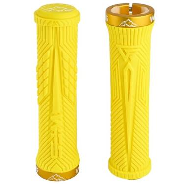 Imagem de WFS Volatus Pegas de bloqueio único para bicicletas de montanha, estrada, bicicleta urbana, 33 mm OD macio, confortável, ergonômico, antiderrapante de 22 mm com trava de identificação para MTB, 1 par