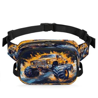 Imagem de Monster Truck Pochete amarela legal para mulheres e homens com alça ajustável, bolsa transversal, bolsa de peito, bolsas de bumbum, bolsa de estilingue, Cor 1