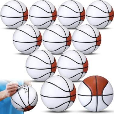 Imagem de Jenaai 12 peças tamanho 6 autografado basquete personalizado basquete com 6 painéis brancos troféu de basquete adulto júnior para assinatura em branco assinatura ensino médio treinador presente