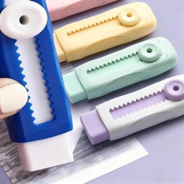 Imagem de 2 peças de borracha criativa e fofa, retrátil para estudantes, desenho, escrita, artigos de papelaria, material escolar, 0,8 x 2,6 x 2,6 cm (2 peças rosa)