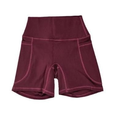 Imagem de Shorts Esportivos Femininos De Cintura Alta Com Bolsos, Leggings Para 