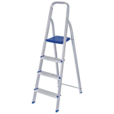 Imagem de Escada 4 Degraus Alumínio Mor, Prata