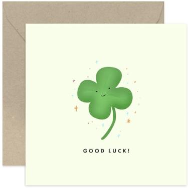 Imagem de Cartão de boa sorte com trevo de quatro folhas da Old English Co. - Best of Luck for New Job Card - Cartão de boa sorte para exame GCSE universitário - Cartão de entrevista para homens e mulheres | Em
