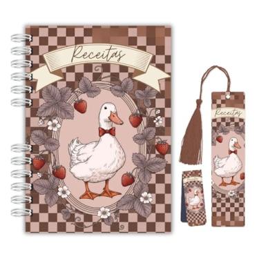 Imagem de Caderno de Receitas Tema Pato Vintage A5 Capa Dura Wire-O com Elástico – 174 Páginas | Acompanha Marcadores de Página com Tassel e Magnético