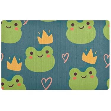 Imagem de TSENQUE Tapete de entrada divertido de sapo de desenho personalizado, tapete de entrada engraçado, tapete de lama absorvente grande lavável para porta da frente entrada interna 81 x 50 cm