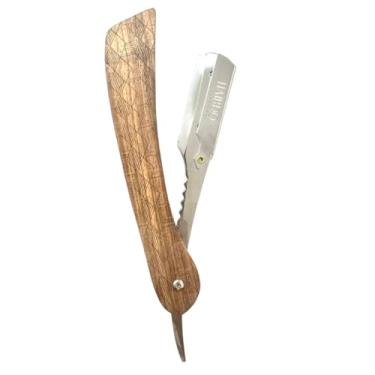 Imagem de Navalhas em Aço Inox Para Barbearia Profissional Navalhete Barbeiro(Madeira)