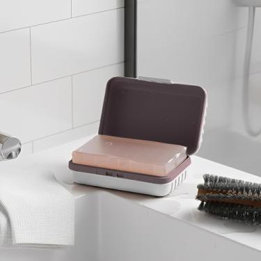 Imagem de Estojo de sabão de viagem - Suporte de sabão portátil com tampa, recipiente de sabão em barra de plástico compacto à prova de vazamento para banheiro, caminhadas, acampamento