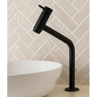 Imagem de Torneira para Banheiro em ABS Cromado - Torneira de Bancada 1/4 Volta com Arejador | Torneira Econômica para Cuba e Lavatório(Preta)