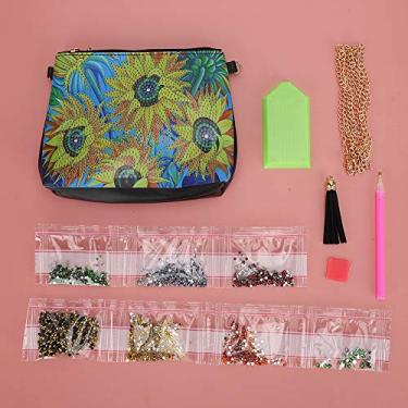 Imagem de GLOGLOW Carteira de Pintura Diamante, Kit de Artesanato Faça você Mesmo de Girassol de Couro Preto PU para Iniciantes, Amigos e Colegas, Ferramentas de Pintura