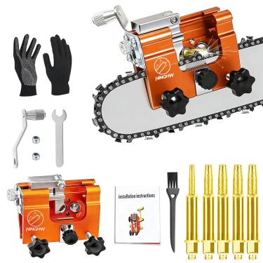 Imagem de NINGHW Afiador de motosserra, ferramenta de afiação de serra de corrente atualizada, kit de afiação de motosserra manual com broca de aço de tungstênio ultra afiada, luvas, bolsa e escova, gabarito de