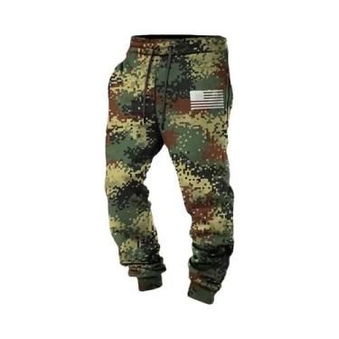 Imagem de Calças De Moletom Masculinas Com Estampa Camuflada 3D, Cordão Elástico