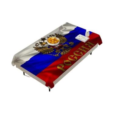Imagem de Toalha De Mesa Retangular Lavável Com Estampa Da Bandeira Russa Para P