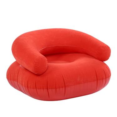 Imagem de Fabater Espreguiçadeira Inflável Soft Flocagem Sofá Portátil para Assentos No Chão da Varanda do Escritório Em Casa (Vermelho)