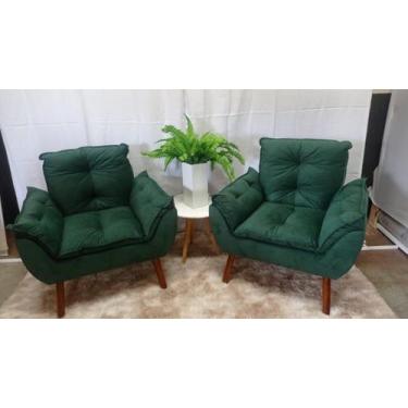 Imagem de Kit 02 Poltrona Opala suede verde-Alto Padrão - CASA DA POLTRONA