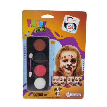 Imagem de Kit Pintura Facial Cachorro Funny Make Pica Pau Branco Preto Azul