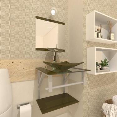 Imagem de Gabinete de vidro para banheiro 40cm ac slim com espelho - Ekasa, Ouro