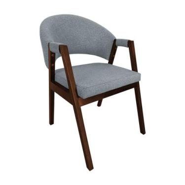 Imagem de Cadeira de Jantar Madeira Maciça Mel Premium Helen Linho Cinza - IDEAL