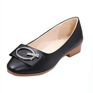 Imagem de Mocassins femininos de couro macio com salto plataforma estilo britânico casual confortável, Preto, 35