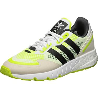 Imagem de adidas Originals ZX 1K Boost Tênis masculino, Calçado branco/amarelo solar/preto central, 39