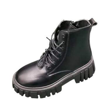 Imagem de Botas femininas casuais com cadarço, zíper, outono, inverno, sola grossa, tendência de salto atraente, Preto, 38