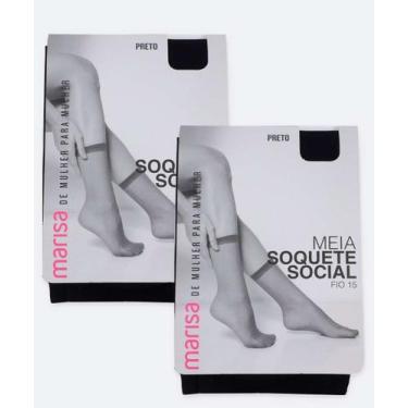 Imagem de Kit 2 Pares Meias Soquete Feminina Fio 15 Marisa-56398, UN, Preto