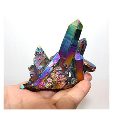 Imagem de Cristal natural áspero 1 pç conjunto de cristais naturais lindos arco-íris galvanoplastia pedras de quartzo coloridas decoração de aquário itens de decoração de casa pedra semipreciosa jade joias